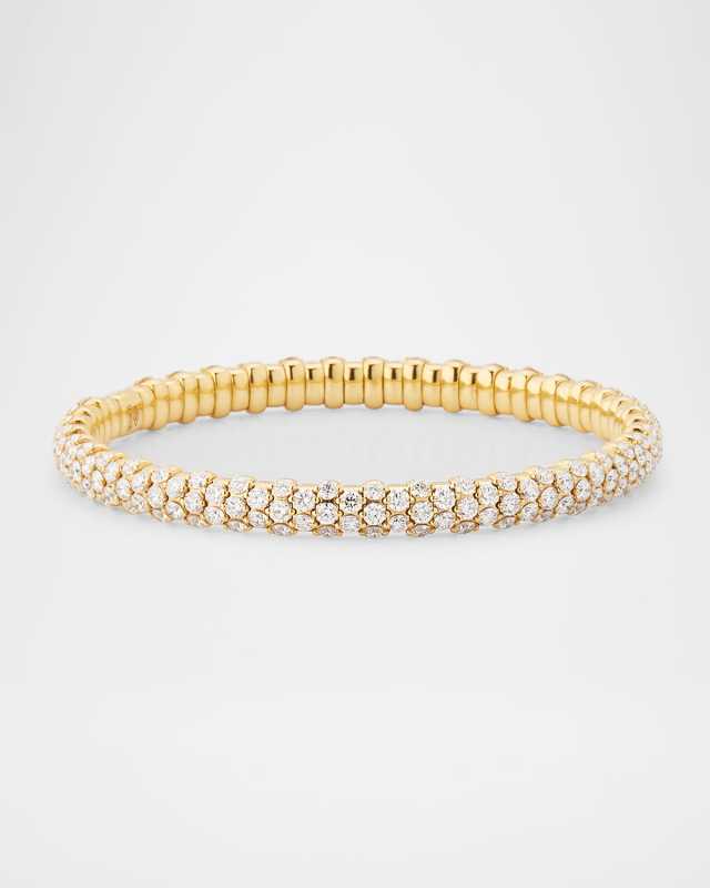 18K Yellow Gold Stretch Bracelet with Diamonds, 6.75"L